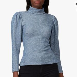 Happy x nature ruffled mock neck blouse